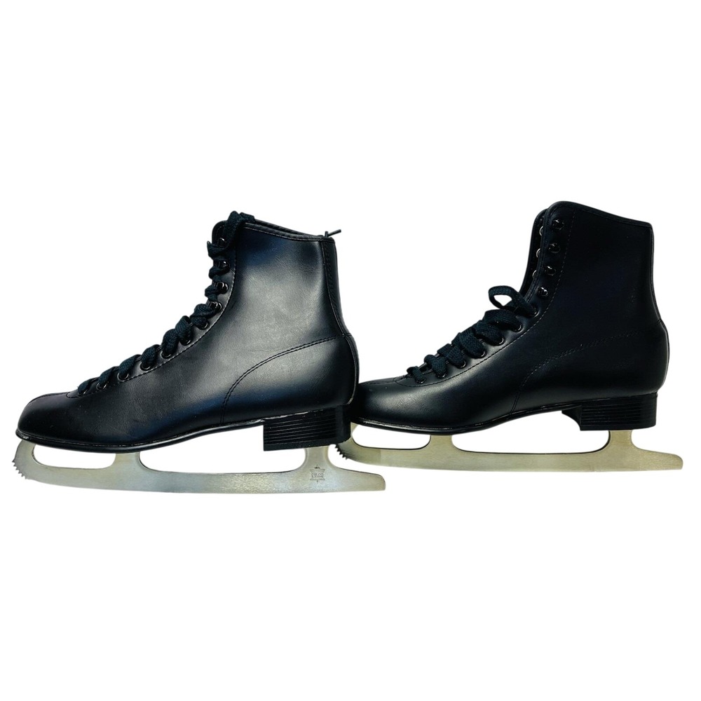 Lake Placid Ice Skates Size 10 Men Black Figure Skates Model 283 Vtg Vinyl NEW